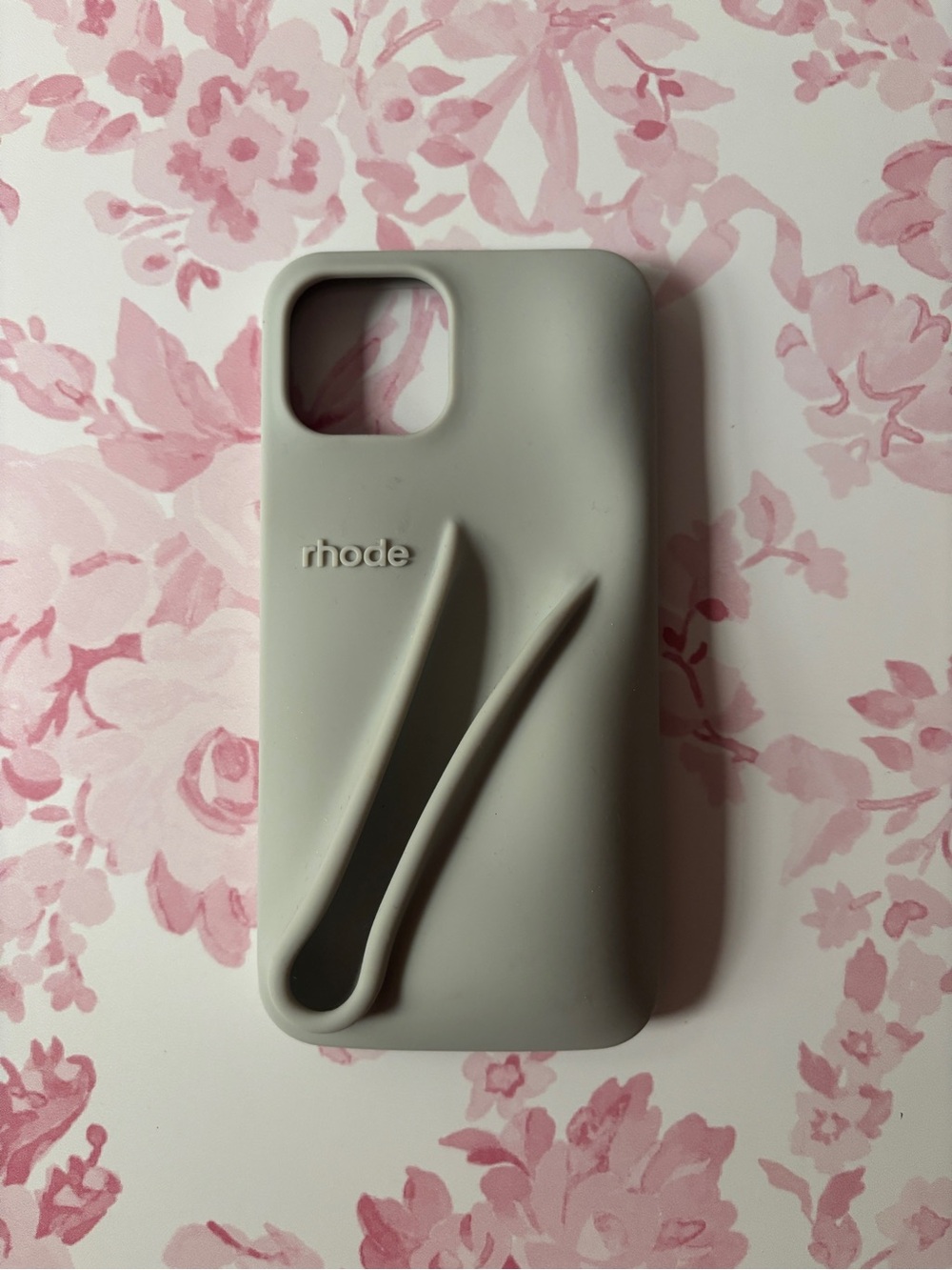 RHODE Light Gray Silicone iPhone Case with Built-In Grip Loop
